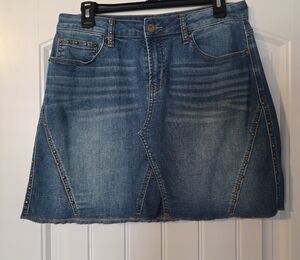 Boston Proper Blue Denim Mini Skirt with Studs